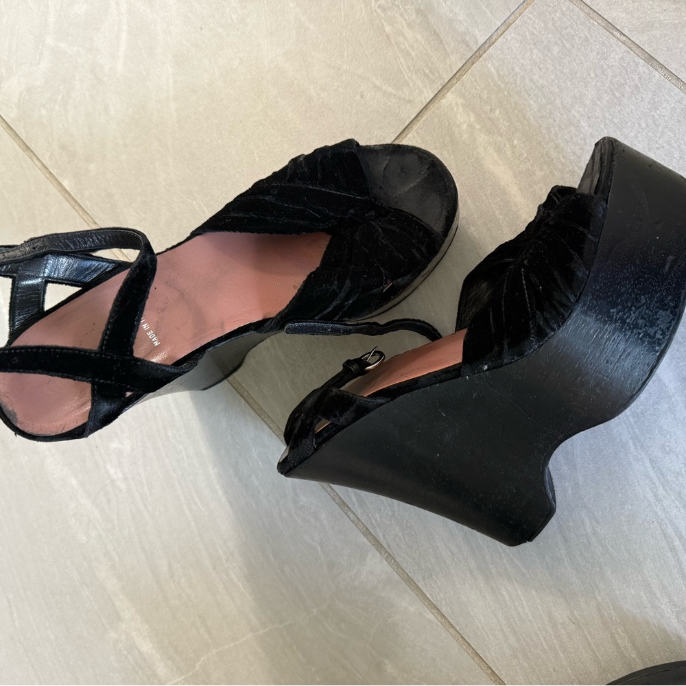 Miu Miu Black Velvet Wedges